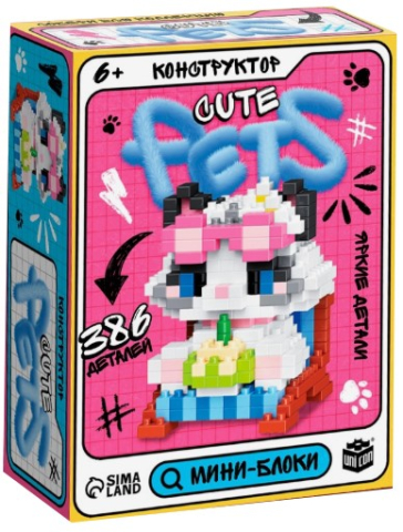 Игра-конструктор Unicon «Cute Pets. Котик с тортиком», 386 деталей Игра-конструктор Unicon «Cute Pets. Котик с тортиком», 386 деталей