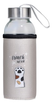 Бутылка для воды стеклянная Sima-Land 350 мл, 17×6×6 см, «Выпей меня» (в чехле)