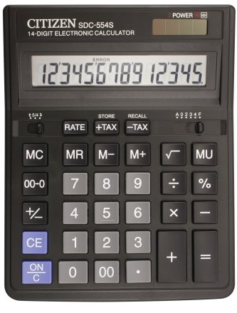 Калькулятор 14-разрядный Citizen SDC-554S, черный