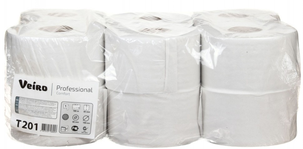 Бумага туалетная Veiro Professional Comfort 12 рулонов, ширина 95 мм, 180 м, белая Бумага туалетная Veiro Professional Comfort 12 рулонов, ширина 95 мм, 180 м, белая