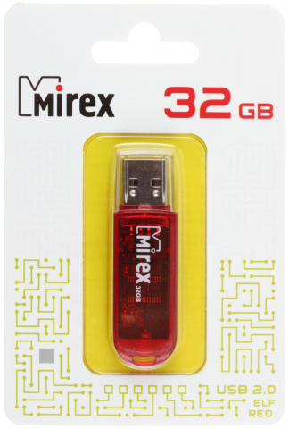 Флэш-накопитель Mirex Elf, 32Gb, USB 2.0, корпус прозрачно-красный