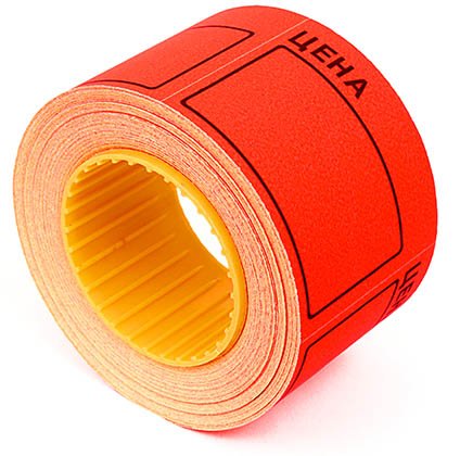 Ценник на клейкой основе Rolls, 50*40 мм, красный