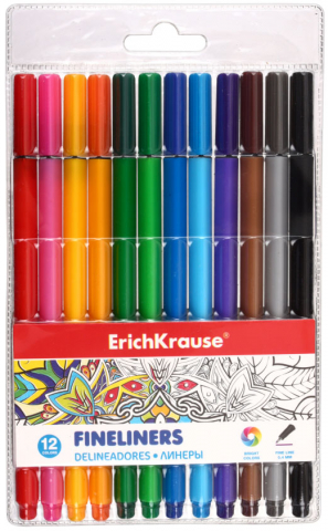 Набор лайнеров ErichKrause, 12 цветов, толщина линии 0,4 мм