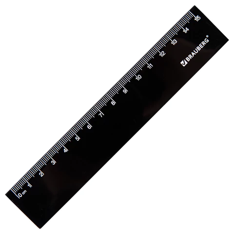 Линейка пластиковая Brauberg Black 1 15 см, черная Линейка пластиковая Brauberg Black 1 15 см, черная