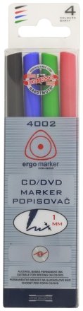 Набор перманентных маркеров для CD/DVD, 4 цвета