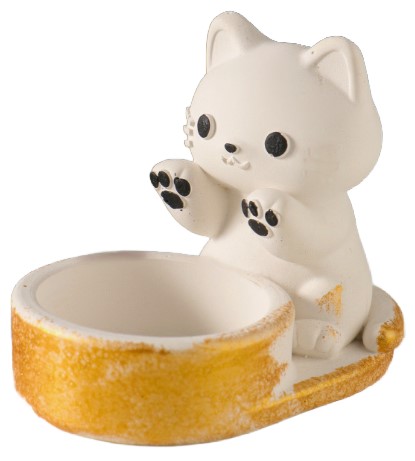 Подсвечник гипсовый Sima-Land, 8,5*7*5,5 см, «Котик», белый с росписью