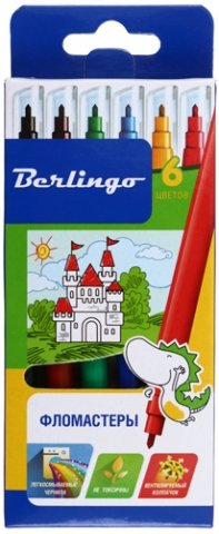 Фломастеры Berlingo смываемые «Замки», 6 цветов, толщина линии 1-2 мм, вентилируемый колпачок