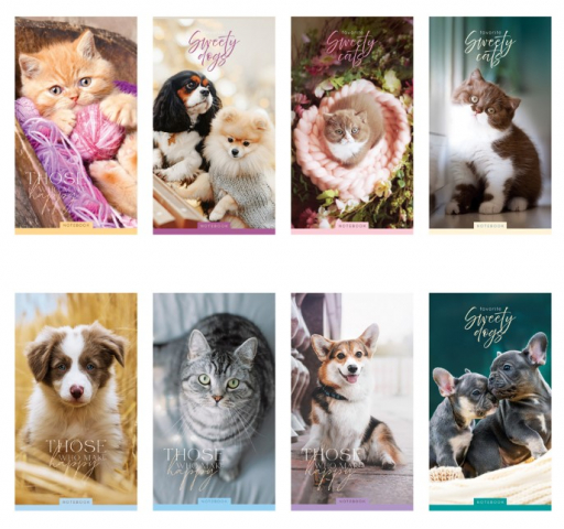 Блокнот на скобе ARTspace 100×160 мм, 24 л., клетка, Cute Animals, ассорти