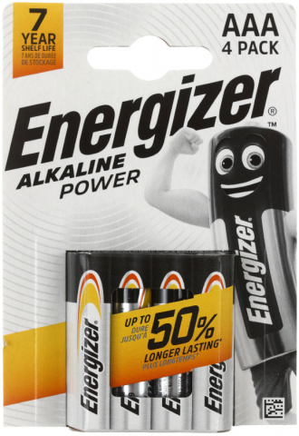 Батарейки щелочные Energizer Alkaline Power, AAA, LR03, 1.5V, 4 шт. Батарейки щелочные Energizer Alkaline Power, AAA, LR03, 1.5V, 4 шт.