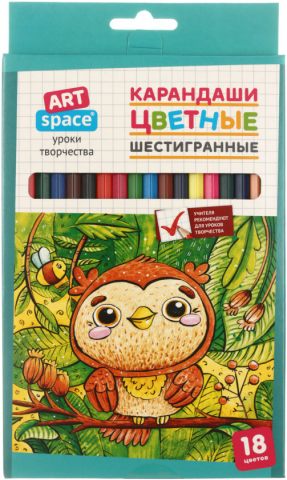 Карандаши цветные ArtSpace «Милые зверушки» 18 цветов, длина 175 мм