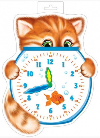 Плакат фигурный «Котик с часами», 278*386 мм