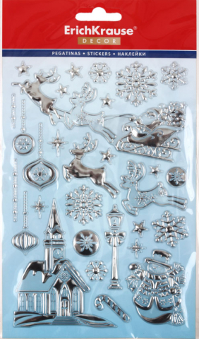 Набор наклеек новогодних ErichKrause Decor, 14*25 см, «Праздник»