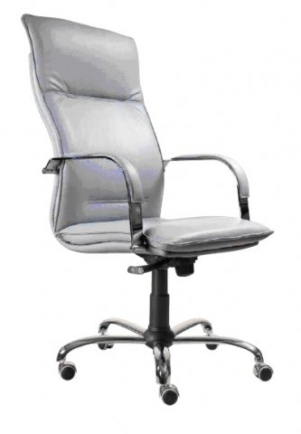 Кресло офисное Berlin P для руководителей, хром, обивка - серая кожа
