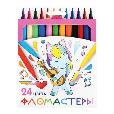 Фломастеры «Пифагор. Единорог» 24 цвета, толщина линии 1 мм, вентилируемый колпачок