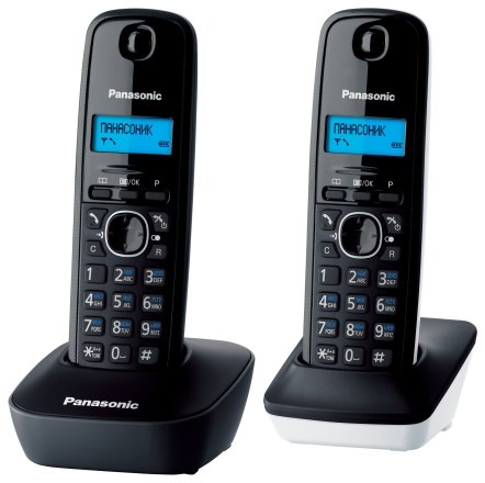 Телефон KX-TG1612RU Panasonic беспроводной , 2 трубки: серая и белая Телефон KX-TG1612RU Panasonic беспроводной , 2 трубки: серая и белая