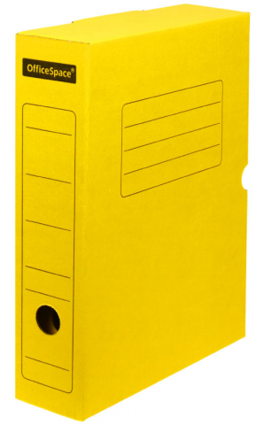 Короб архивный из гофрокартона OfficeSpace, корешок 75 мм, 320*250*75 мм, желтый