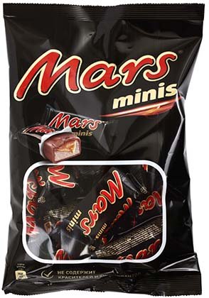 Батончик шоколадный Mars, 180 г, Minis, с нугой и карамелью