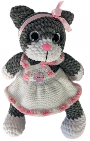 Игрушка мягкая-амигуруми «Кошка в платье» (Мечайкина В.В.), 29*22 см