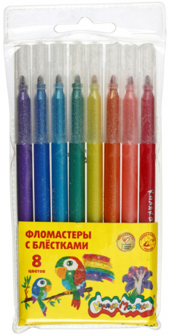 Фломастеры с блестками «Каляка-Маляка», 8 цветов, толщина линии 4,5 мм, вентилируемый колпачок Фломастеры с блестками «Каляка-Маляка», 8 цветов, толщина линии 4,5 мм, вентилируемый колпачок