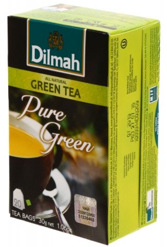Чай Dilmah, 30 г, 20 пакетиков, чай зеленый 