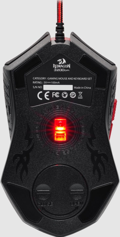 Мышь компьютерная с ковриком Redragon M601BA (78226), USB, проводная, черная с красным