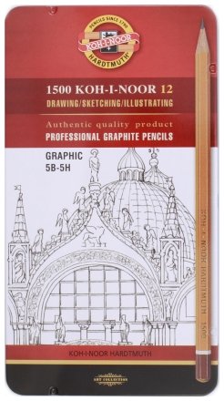 Набор карандашей чернографитных Koh-i-Noor, 12 шт., Graphic (5М-5Т) Набор карандашей чернографитных Koh-i-Noor, 12 шт., Graphic (5М-5Т)