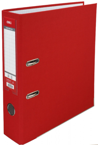 Папка-регистратор Deli с односторонним ПВХ-покрытием, корешок 75 мм, красный Папка-регистратор Deli с односторонним ПВХ-покрытием, корешок 75 мм, красный