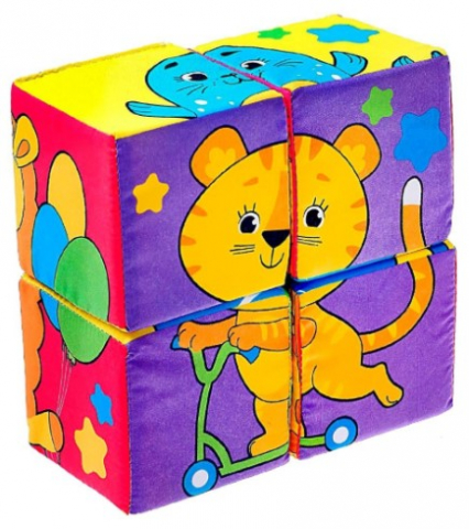 Игрушка мягконабивная «Мягкие кубики» «Собери картинку», 4 шт., 8×8 см