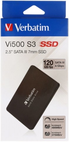 Внешний жесткий диск Verbatim SSD 2.5 Vi500 S3, 120 Gb, черный