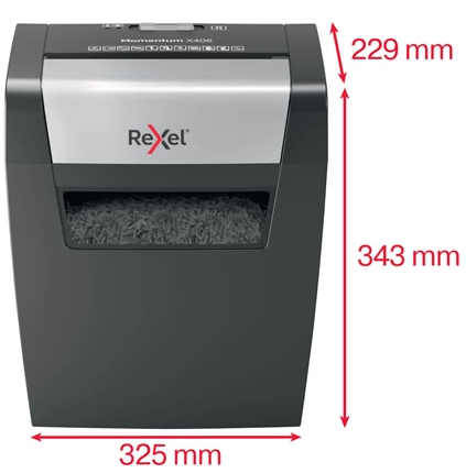 Шредер Rexel Momentum X406, размер частиц 4*28 мм, черный с серым