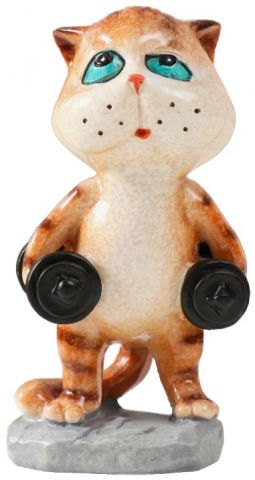 Сувенир полистоун «Котишка», 6*4,5*9 см, «Котишка с гантелями»