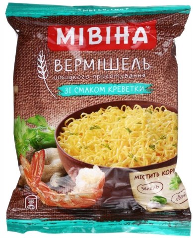 Вермишель быстрого приготовления «Мивина», 60 г, со вкусом креветки неострая