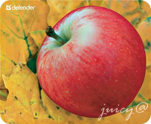 Коврик для мыши Defender Juicy Sticker 220×180×0,4 мм, «Красное яблоко»