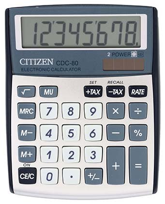 Калькулятор 8-разрядный Citizen CDC-80, серебристый с серым