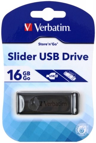 Флэш-накопитель Verbatim Slider, 16Gb, корпус черный