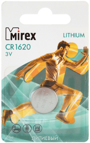 Батарейка литиевая дисковая Mirex Lithium, CR1620, 3V Батарейка литиевая дисковая Mirex Lithium, CR1620, 3V