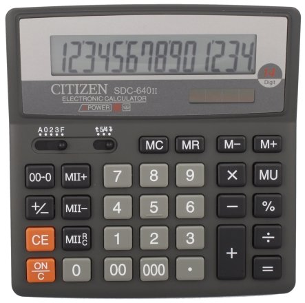 Калькулятор 14-разрядный Citizen SDC-640II, серый