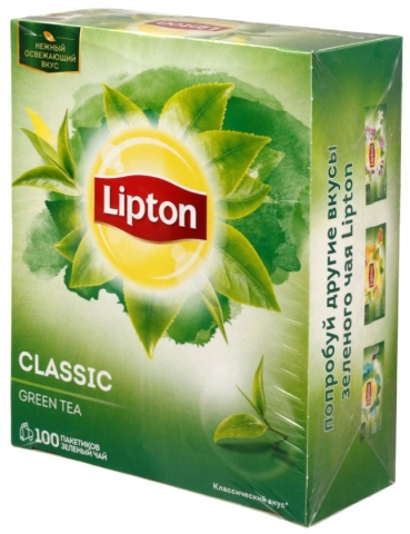 Чай Lipton Green Tea, 170 г, 100 пакетиков, Classic, зеленый чай
