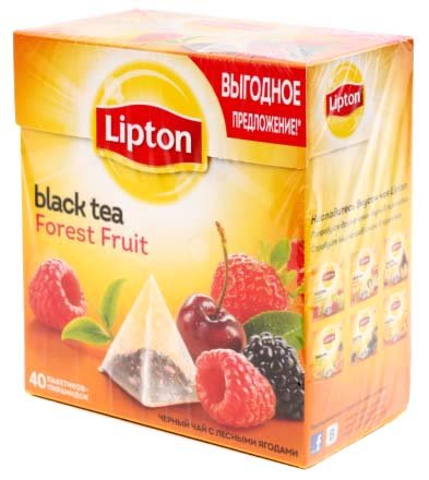 Чай Lipton ароматизированный пакетированный, 68 г, 40 пирамидок, Forest Fruit, черный чай с кусочками ягод