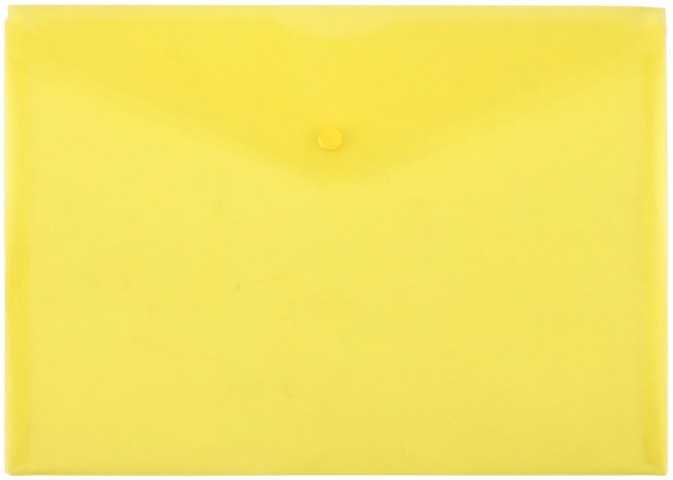 Папка-конверт пластиковая на кнопке «Бюрократ» Economy А4+ толщина пластика 0,10 мм, желтая