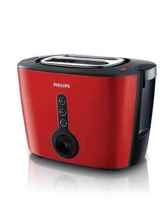 Тостер Philips HD2636/40, корпус из нержавеющей стали, красный Тостер Philips HD2636/40, корпус из нержавеющей стали, красный