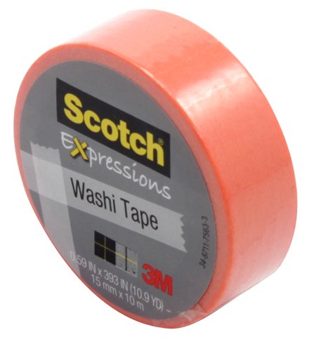 Декоративная клейкая лента Scotch Washi Tapе, 15 мм*10 м, персиковая