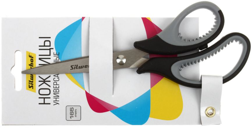 Ножницы канцелярские Silwerhof Mode «Универсальные» 165 мм, ручки черные с серым Ножницы канцелярские Silwerhof Mode «Универсальные» 165 мм, ручки черные с серым