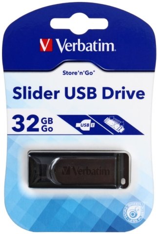 Флэш-накопитель Verbatim Slider, 32Gb, корпус черный