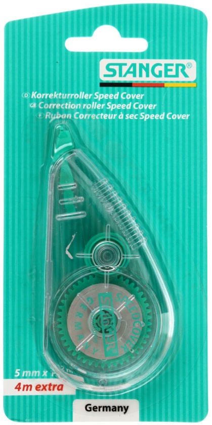 Корректирующий роллер Stanger Speed Cover, размер ленты 5 мм*12 м, корпус прозрачный голубой Корректирующий роллер Stanger Speed Cover, размер ленты 5 мм*12 м, корпус прозрачный голубой