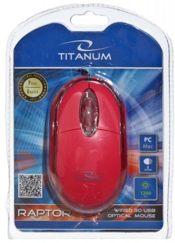 Мышь компьютерная Titanum Raptor TM102K, USB, проводная, красная