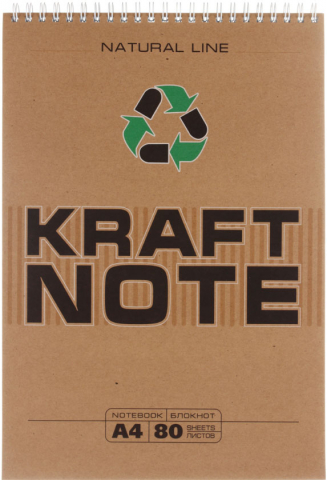 Блокнот на гребне Kraft Note, 200*290 мм, 80 л., клетка