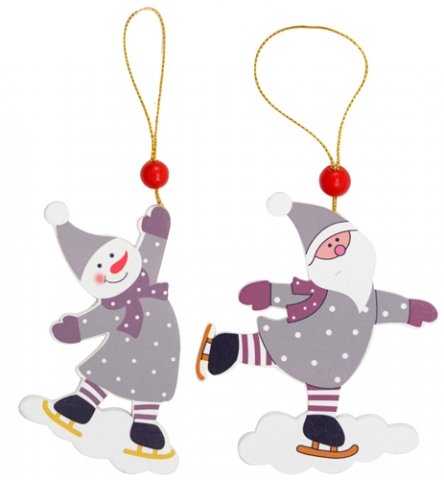 Подвеска деревянная новогодняя, 9*10 см, «Весело играем» ассорти