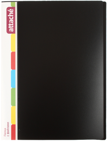 Папка пластиковая на 40 файлов Attache, толщина пластика 0,7 мм, черная
