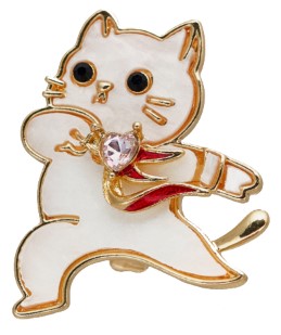 Брошь «Котик» Sima-Land 3,5×3×1,5 см, «Герой», бело-розовая с золотистым